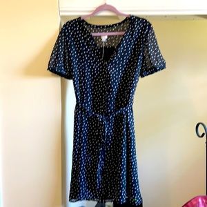 A New Day B&W polka dot dress L